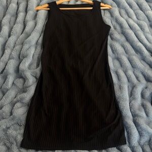 Classic Black Ribbed Sleeveless Mini Dress